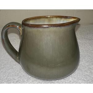 Sango Creamer Ceramic Nova Olive Green brown trim pottery piece boho style 4"